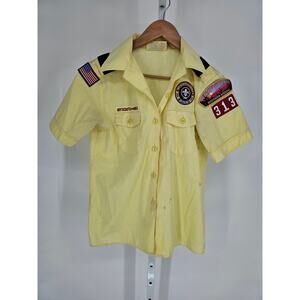 Boy Scouts of America Sz M Official Blouse Yellow Button Up Short Sleeve